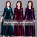 High-end Gold Velvet Stylish Dress Spring, Autumn, And Winter, Long Skirt For Mothers, Cheongsam-style,_ecoleips.com