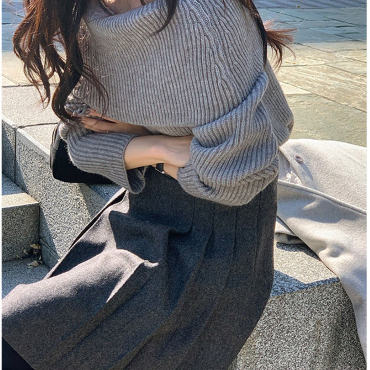 Verve Wool Pleated For Women, Autumn And Winter 2025 New High-End Thickened A-Line Skirt_ecoleips.com