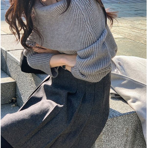 Verve Wool Pleated For Women, Autumn And Winter 2025 New High-End Thickened A-Line Skirt_ecoleips.com