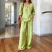 Women's Casual V-Neck Long Sleeve Top & Pants Set - Soft Washed Cotton Comfort Outfit In Multiple Colors_ecoleips.com