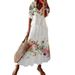 Cross-border European And American Spring/summer New Women's Mid-length Sleeve With Tassels, Loose Bohemian Print V-neck_ecoleips.com