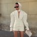 Women's Elegant Fashion Two Piece Set V Neck Long Sleeved Fitted Top And Shorts High End Spring Autumn Commuter Suit_ecoleips.com