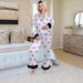 Women's Clothing Women's Fleece-Lined Button-Down Pajama Set – Stylish 3D Print, Loose-Fit Lounge Wear For Fall (S-6XL, 29 Trendy Colors)_ecoleips.com