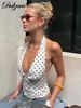 Dulzura Halter Sleeveless Backless Slim Lace Up Polka Dot Print Top Sexy Elegant Casual Y2K Top Party Club Street Summer Clothes_ecoleips.com