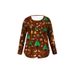 Plus Size Christmas Print V-Neck Long Sleeve Blouse For Women – Soft Polyester Blend, Comfortable & Stylish, Perfect For Holiday Season_ecoleips.com