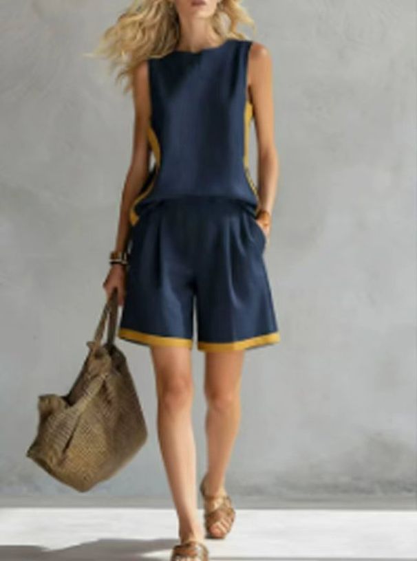 Trendy Sleeveless Top & Shorts Set For Women – Loose Fit Casual Two-Piece Outfit (S-5XL)_ecoleips.com