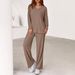 Women's Clothing Casual Two-Piece Set Long Sleeve Top & Wide Leg Pants Comfortable Loose Fit Outfit_ecoleips.com