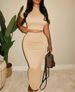 2025 Spring Summer New Women's Fashion Short Cropped T-Shirt High Waist Bodycon Skirt Casual Set_ecoleips.com