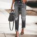 Women’s Clothing hole free elastic retro fashion denim trousers for women_ecoleips.com