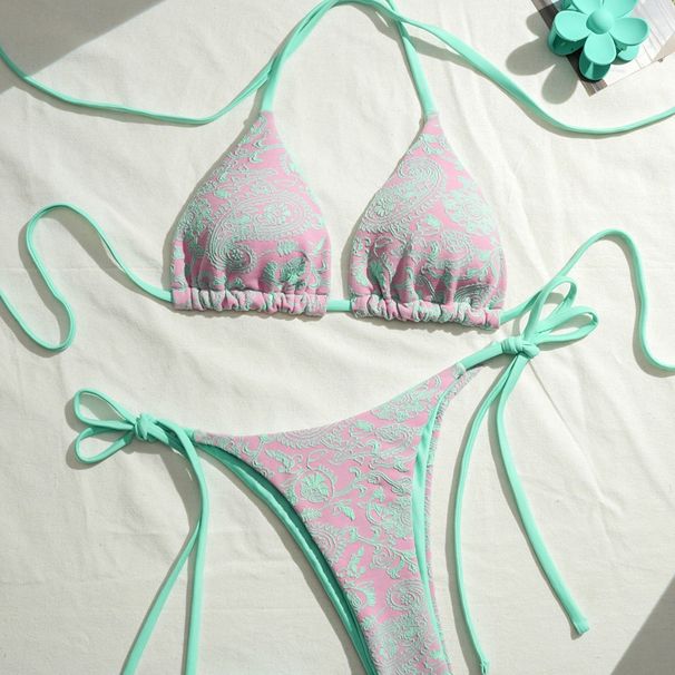 2026 European And American Foreign Trade Cross-border Double-sided Bikini, Special Fabric Tie-up Swimsuit, Women's_ecoleips.com