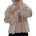 Muslim Women's Clothing New Simple Large Size Loose Waist Pleated Shirt Collar Loose Top_ecoleips.com