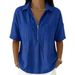 Summer Women's Loose Fit Short Sleeve T-Shirt V Neck Zipper Solid Color American Style Independent Website New Arrivals_ecoleips.com