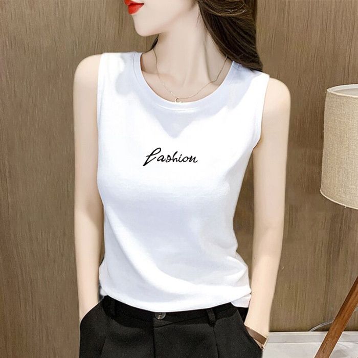 Summer New Sleeveless T-Shirt Vest For Korean Style Elegant Versatile Loose Top Inner Outer Wear Ins Trendy Women_ecoleips.com