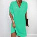 Women's V-Neck Smocked Batwing Sleeve Dress, Flowy Spring Summer Casual Maxi Dress With Elastic Waist_ecoleips.com