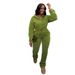 Women's Clothing Velvet Pant Set Fashion Sweater And Pants Combo Zipper Half Turtleneck Autumn Winter Sports Suit With Drawstring Waist_ecoleips.com