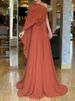 Sexy Slant Shoulder Long Sleeve Chiffon Dress Elegant Flower Dimensional Waist Long Dress Women Fashion Hight Waist Gowns Dress_ecoleips.com