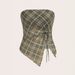Sexy Y2K Retro Plaid Print Strapless Top Knotted Front Twisted Green European American Style Women's Clothing Wholesale_ecoleips.com