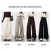 Autumn Winter New Fleece Lined Thickened Mulberry Silk Texture Caual High Wait Draped Straight Wool Wide Leg_ecoleips.com