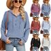 Women's Oversized Hooded Sweatshirt With Button Closure - Long Sleeve Pullover Hoodie In Solid Colors (Light Grey, Black, Light Blue, Maroon)_ecoleips.com