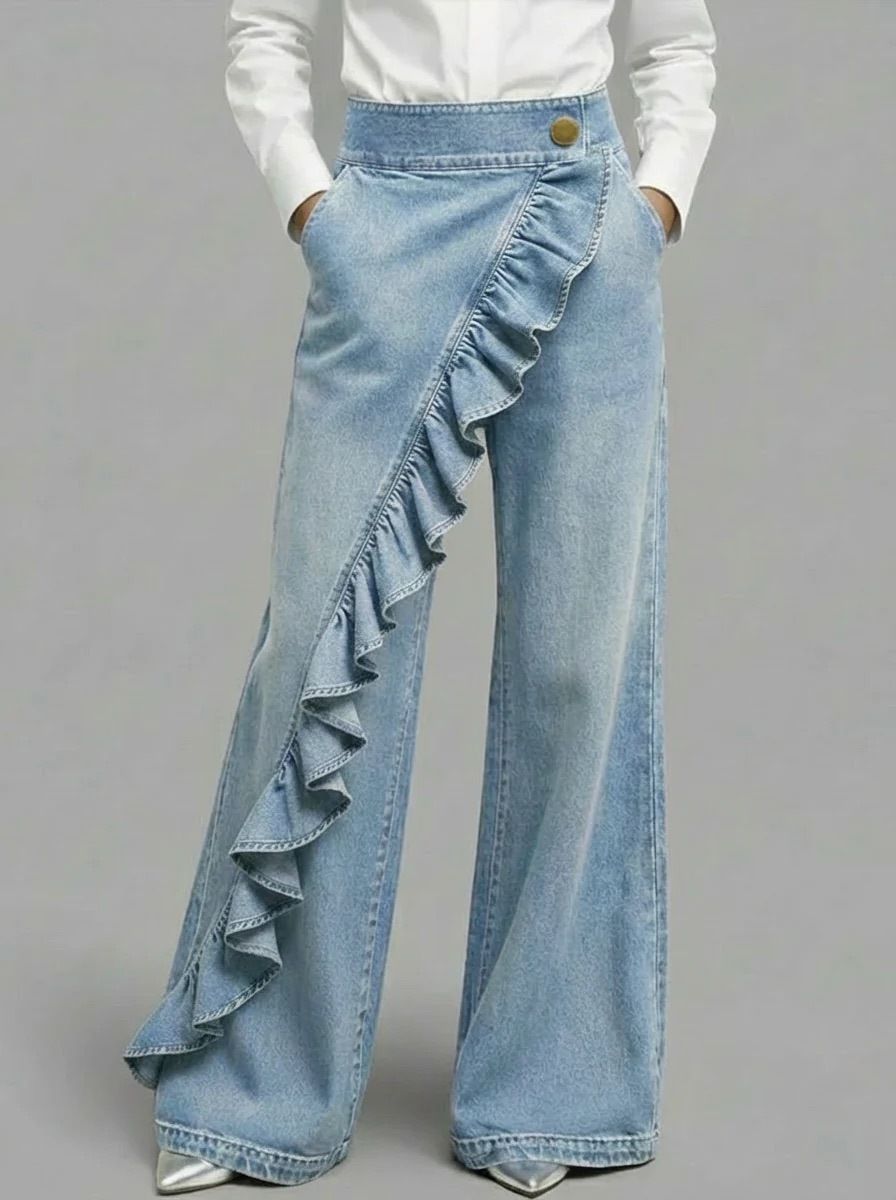 Women's Clothing Summer Retro High-Waisted A-Line Denim Jeans Irregular Fit Style Best Selling Women's Clothing_ecoleips.com