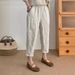 Suitable For All Seasons 2025 New Casual Linen Loose Korean Style Nine-point Age-reducing Slimming Elastic Waist Elegant Skinny Pants Solid Color_ecoleips.com