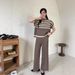 New Design Color Block Striped Knitwear Loose Sleeveless Women's Fashionable Transparent Korean Style Casual Set Polyester Blend_ecoleips.com