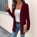 Elegant Beaded Knit Cardigan Jacket For Women - Stylish Office Wear & Casual Outerwear With Flowy Sleeves_ecoleips.com