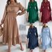 Real Shot Of 2026 Spring/Summer European And American Solid Color Elegant Ruffled Waist-cinching Pleated Long Dress_ecoleips.com