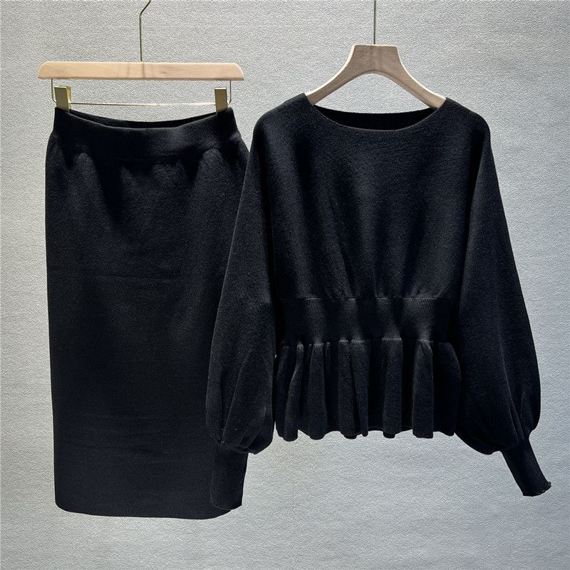 K Two-piece Set With Versatile Socialite Temperament, Lace-edged Sweater And High-waisted Slimming Skirt For Women._ecoleips.com