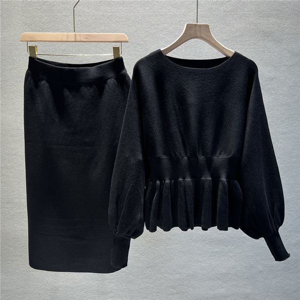 K Two-piece Set With Versatile Socialite Temperament, Lace-edged Sweater And High-waisted Slimming Skirt For Women._ecoleips.com