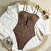 Women's Solid Color One-Piece Swimsuit - Sexy High-Cut Monokini With Floral Embroidery For Beach & Pool_ecoleips.com