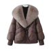 Women's Clothing Short Puffer Jacket With Fox Fur Collar - Cozy Winter Coat, Loose Fit, Zipper Closure, Polyester Blend, Multiple Colors & Sizes_ecoleips.com