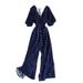 Women's Clothing Sexy V Neck Bat Sleeve Waist Slimming Polka Dot Print Jumpsuit Fashionable Temperament Wide Leg Trousers Jumpsuit For Women_ecoleips.com