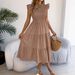 Real Shot Of 2026 Spring/Summer European And American Solid Color Ruffled Sleeve Cinched Waist Long Dress_ecoleips.com
