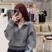 High-end Versatile Women's Sweatshirt 2026, Stand-up Collar, Half-zip, Casual Korean Style, Loose Fit, Slimming, Unique_ecoleips.com