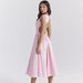 2025 Spring/Summer European And American Foreign Trade Women's New Round Neck Backless Solid Color High Fashion_ecoleips.com
