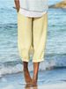 Suitable For All Seasons 2025 Linen Artistic Versatile Loose Elastic Waist Casual Solid Color Women's Pants_ecoleips.com