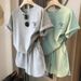 Women's Printed Casual Sports Running Suit Two Piece Set Short Sleeves Loose Fashionable Reducing Age Shorts for Summer_ecoleips.com