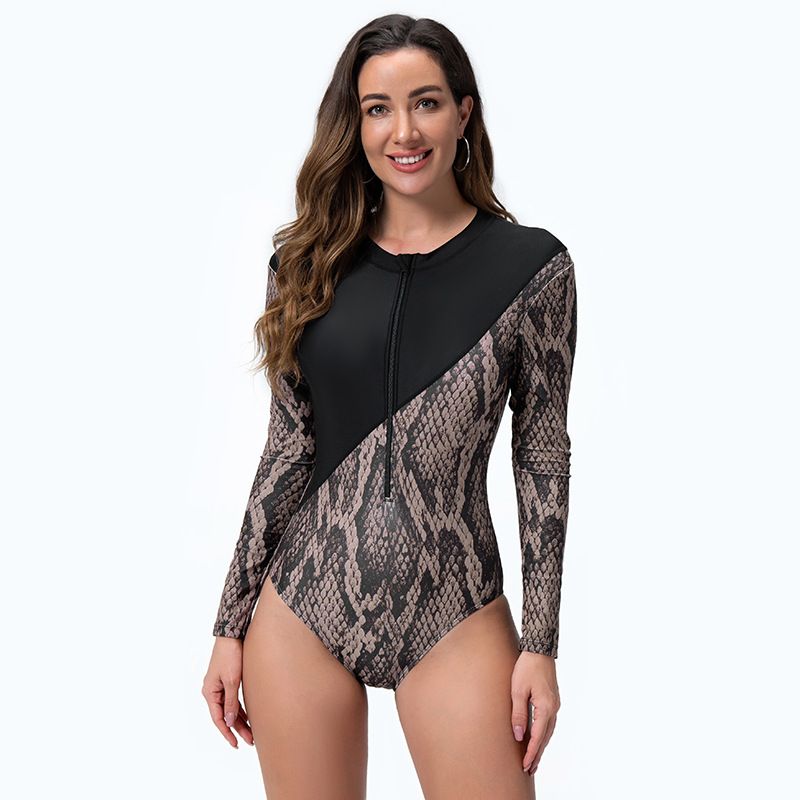 Women's Clothing Surfing Suit One Piece Long Sleeved Swimsuit Female Diving Suit Sunscreen Slim Fit Conservative Snorkeling Suit Swimsuit_ecoleips.com