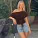 European And American Women's Clothing 2026 Summer New Fashion Solid Color Temperament Elastic Waist Lace-up Top T-shirt_ecoleips.com
