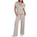 Summer Casual Sports Suit For Women Zipper Short Sleeve Sweatshirt And Wide Leg Pants Two Piece Set_ecoleips.com