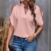 European And American Clothing 2026 Summer New V-neck Stylish Off-shoulder Sleeve Women's Top_ecoleips.com