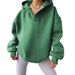 2026 Women's Sports V-Neck Solid Color Long Sleeve Hooded Solid Color Loose Sweater Women_ecoleips.com
