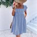 2026 European And American Cross-border Women's Clothing, Independent Site , Ruffle Sleeve Square Neck Plaid_ecoleips.com