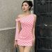 Women's Polka Dot Print Off-Shoulder Bodycon Dress Slim Fit Tie Waist Spring Summer Fashion Sexy_ecoleips.com