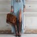Women's Retro Ethnic Style Tassel Floral Zipper Dress Long Skirt Spring Autumn_ecoleips.com