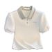 Women's Clothing Slim Fit Polo Collar T-Shirt Rhinestone Embellished Short Sleeve Summer Top Unique Design Heavy Duty New Style_ecoleips.com
