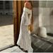 Women's Fashionable Off-Shoulder Long Dress Sexy Waist Cinching Lace Bell Sleeves Garment_ecoleips.com