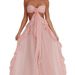 Popular European American Backless Chiffon Tulle Dress Sexy Strapless Ruffle Long Skirt Tie up Style in Stock_ecoleips.com