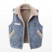 Autumn And Winter Lamb Wool Plus Velvet Thickened Patch Denim Vest Women's Loose Korean Cotton Vest Waistcoat Jacket_ecoleips.com